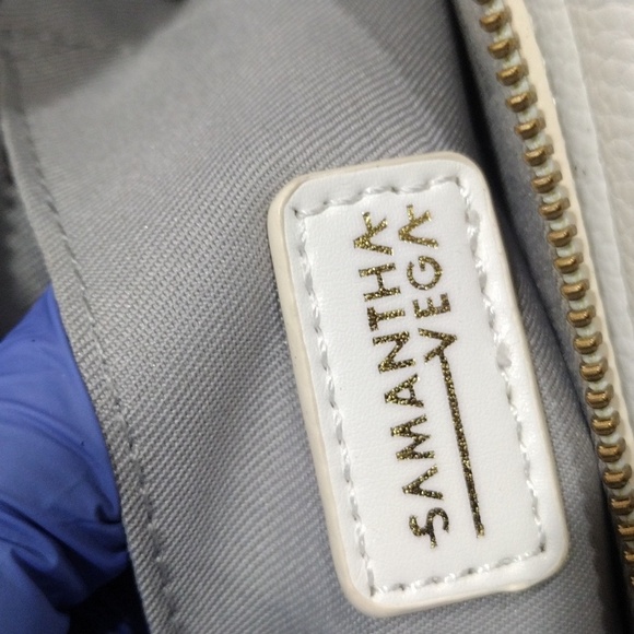 Samantha Vega White Leather 2 Ways Handbag Shoulder Bag Removable face - Picture 12 of 16